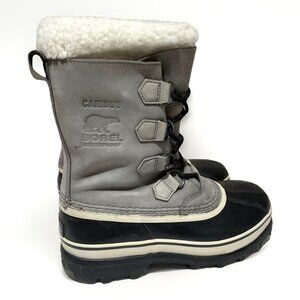 Sorel Caribou Women's Snow Winter Boots Waterproof Gray Fleece Lining Size 9